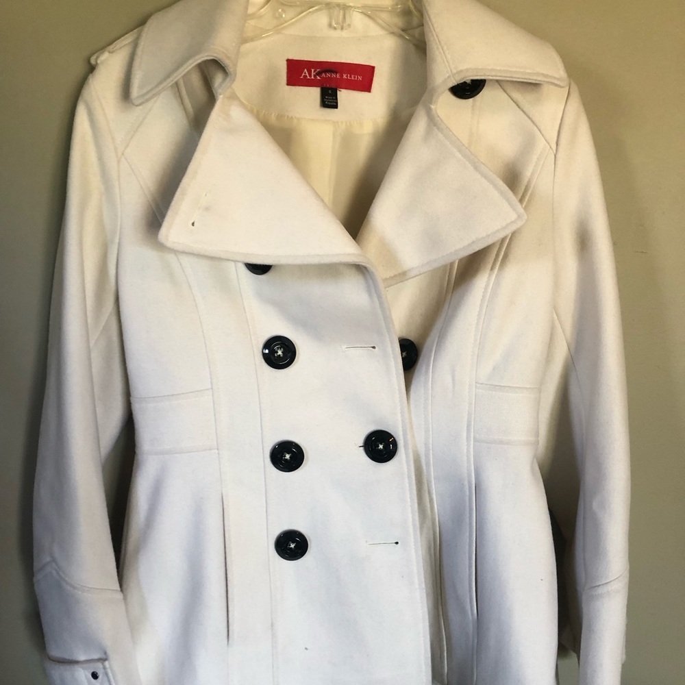 Anne Klein wool blend chic winter white coat